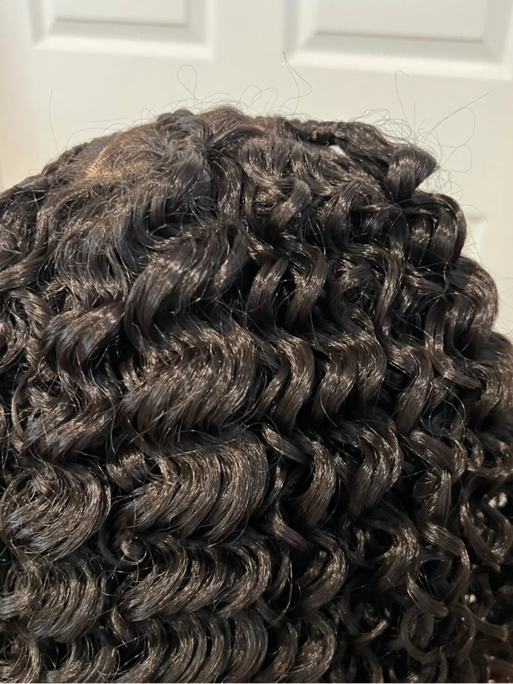 Synthetic 16” Natural Black Curly Lace Front Wig with Cornrowed Parts It#UC9
